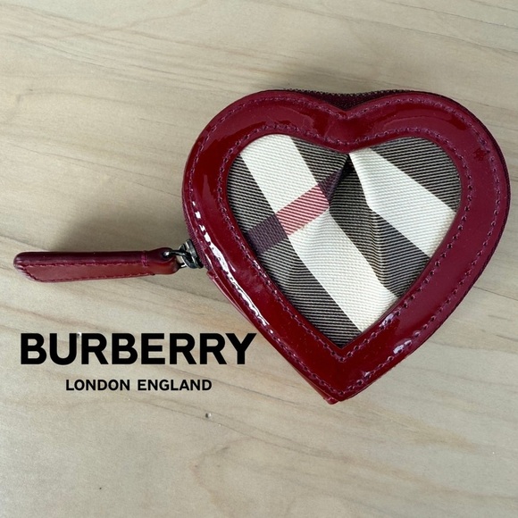 Burberry Handbags - ✨ PRISTINE BURBERRY Heart Coin Purse | Red Patent Leather Nova Check